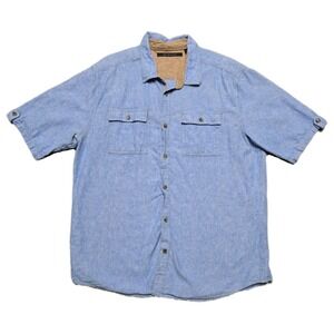 VTG Y2K Sean John Chambray Denim Button Up Shirt Mens 3XL Blue Hip Hop Skater‎